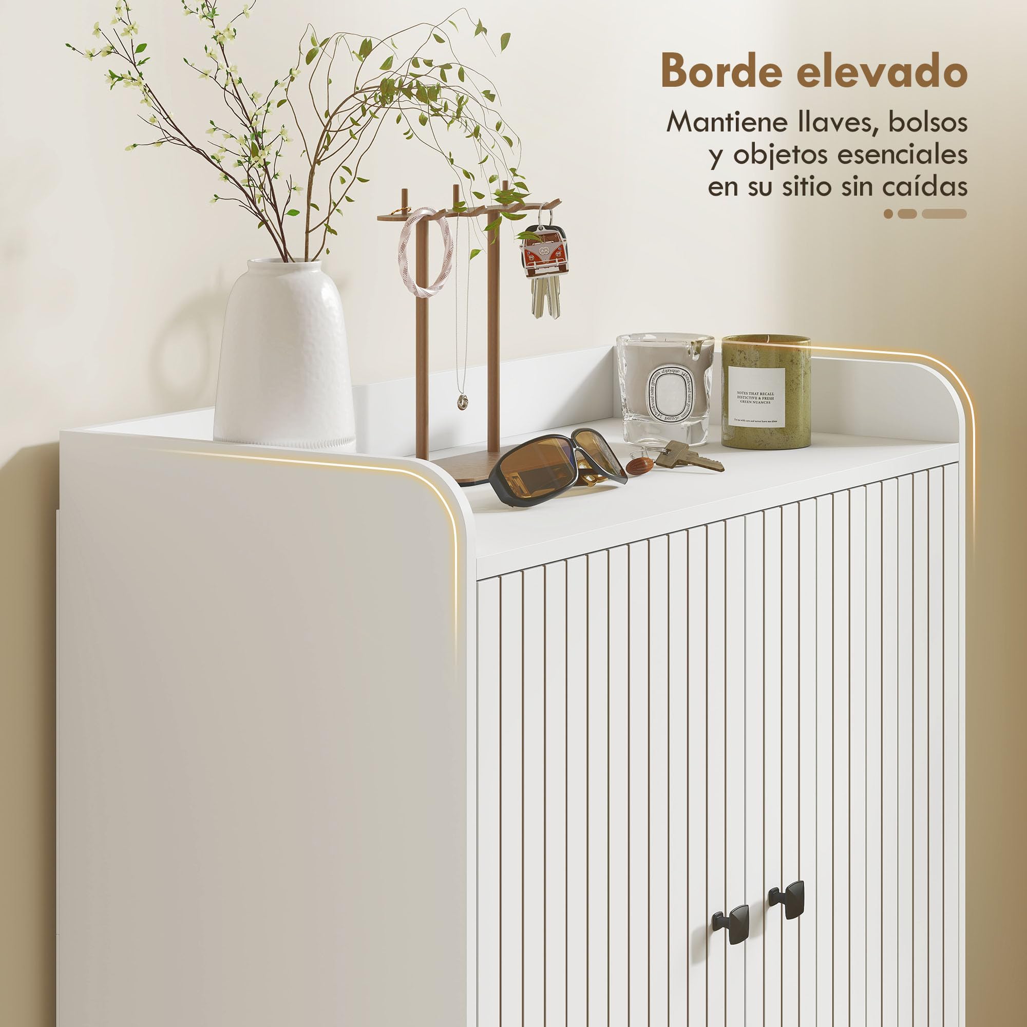 HOMCOM Zapatero de 2 Puertas en Lamas para 15 Pares 75x35x97 cm Blanco | Zapatero Entrada Recibidor, Estantes Ajustables, Compartimento Abierto