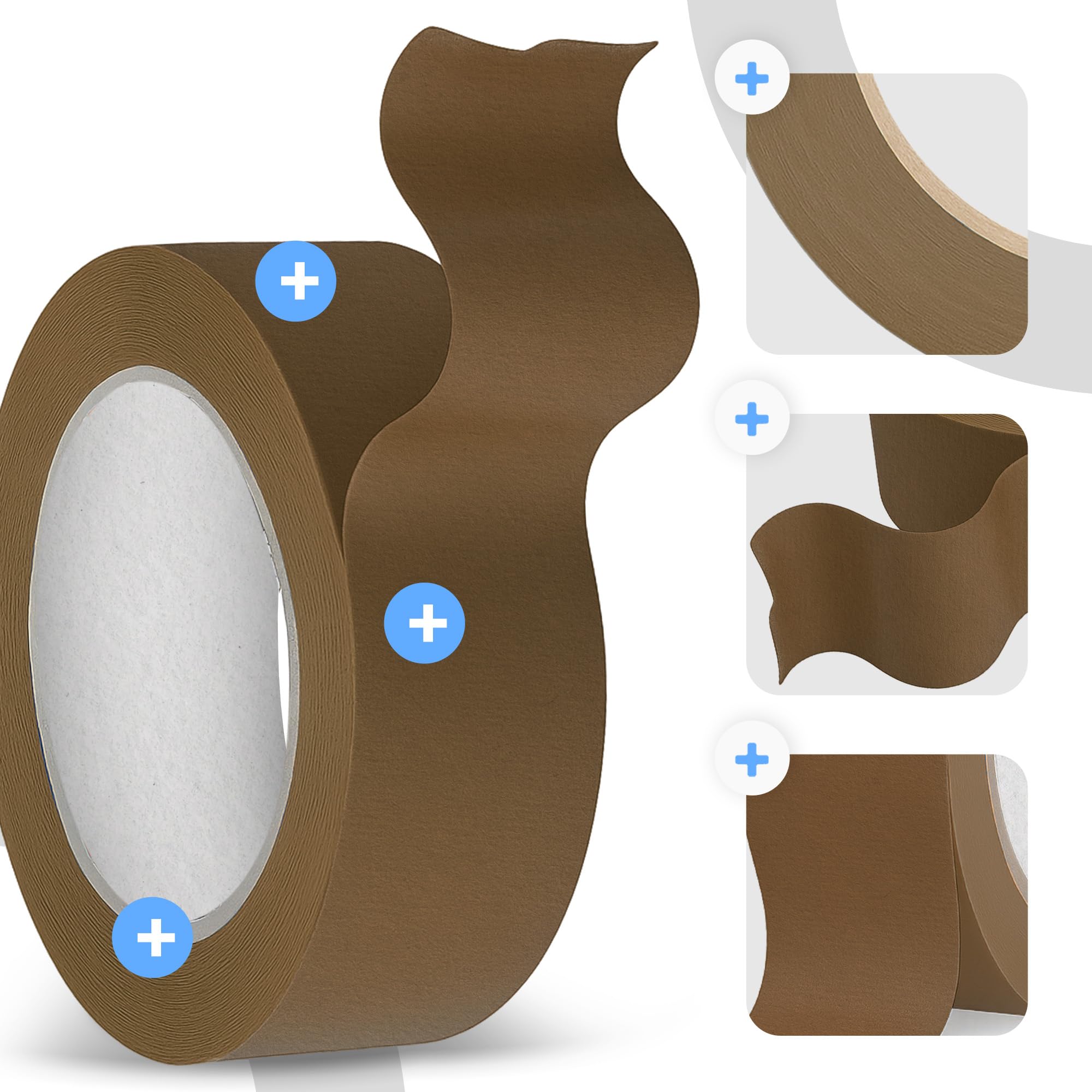 Instalguru 25x Nastro Adesivo Carta Kraft 48 mm x 40 m Marrone Ecologico Riciclabile Con Colla In Gomma Naturale Per Imballaggi Scatole Spedizioni Ufficio Magazzino