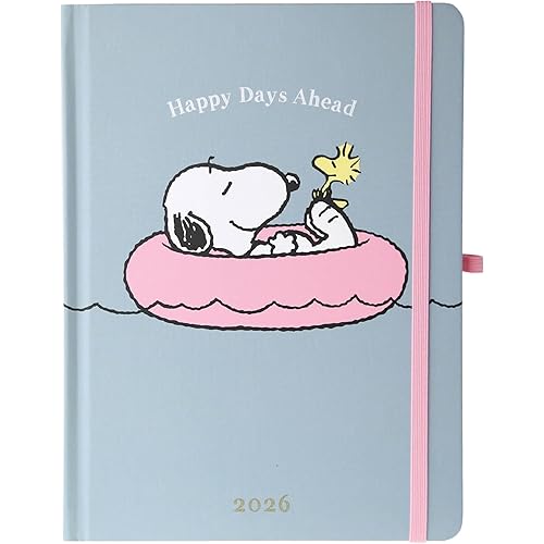 July 2025 – Dec. 2026 Planner by Graphique, Weekly and Monthly Planner, 18 Months Calendar, Hardcover, Peanuts Pink Floatie, 6” x 8”