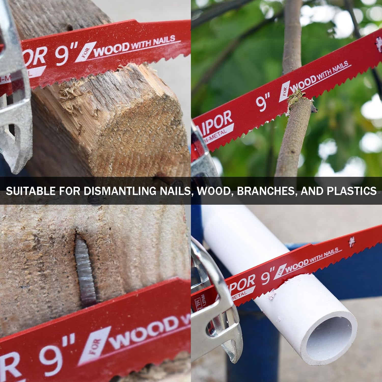 30 Pack 9 Inch 6/12 TPI Reciprocating Saw Blades,Bi-Metal with Cobalt Teeth - Heavy Duty for Pruning,and Cutting Wood with Nails, Metal & PVC Pipes