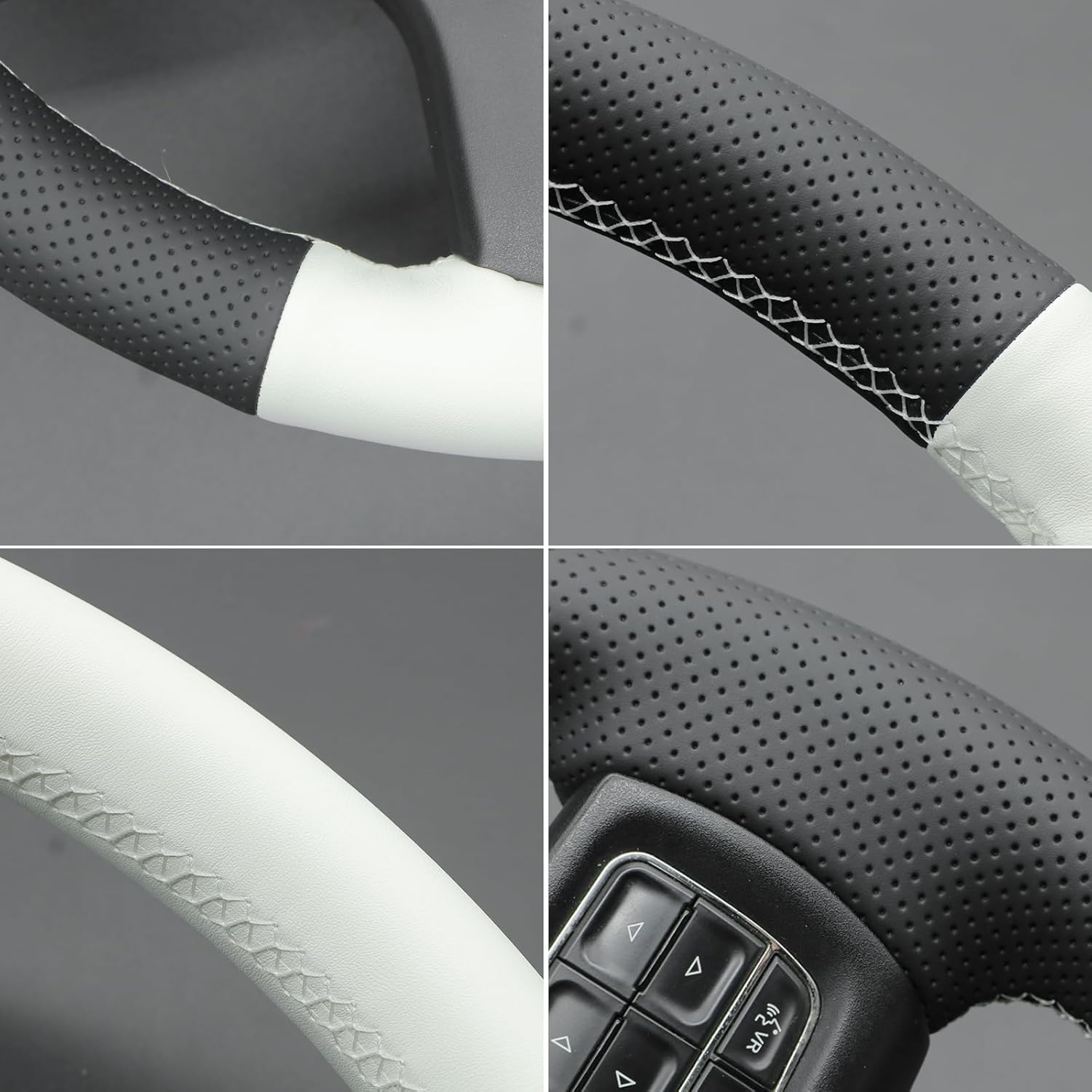 MEWANT Dodge RAM DIY Stitching Steering Wheel Cover Wrap for Dodge RAM 1500 2012-2018/1500 Classic 2019-2023/2500 2012-2018/3500 2012-2018/5500 2012-2018