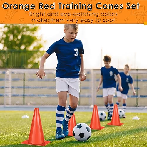 Miniatura 3 de Conos de tráfico de plástico de 7 pulgadas, 50 conos de entrenamiento de plástico, cono de fútbol naranja para entrenamiento, cono marcador de campo