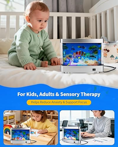 Miniatura 3 de Lámpara de pecera falsa  Frutiger Aero Decor pecera artificial con peces en movimiento  Luz de acuario falsa relajante y luz nocturna enchufable