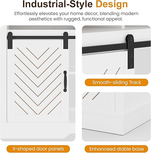 Miniatura 5 de Soporte de TV de granja con puerta corrediza de granero para televisores de hasta 65 pulgadas, centro de entretenimiento de 34 pulgadas de alto,