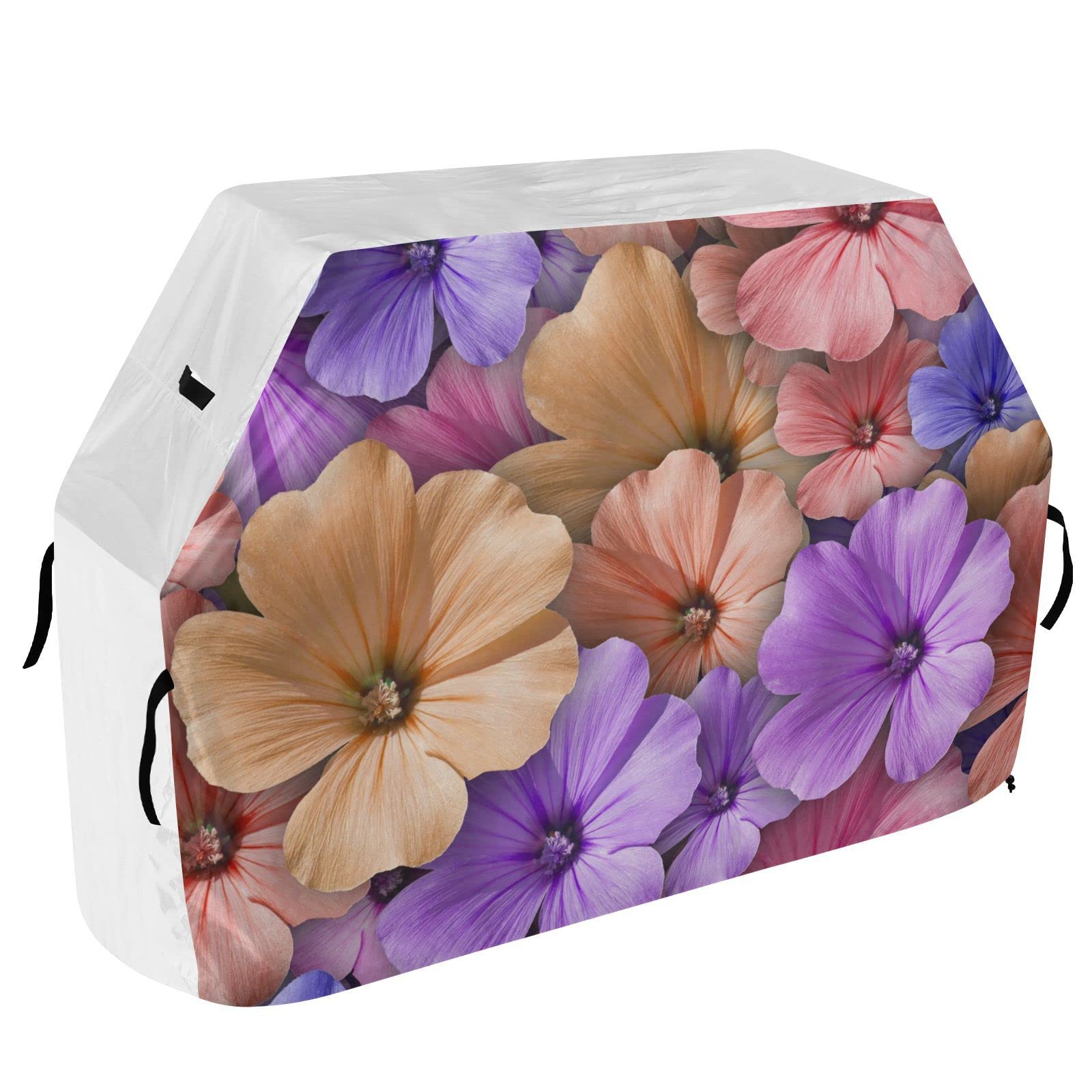 Bunte Blumen-Grillabdeckhaube – Wasserdichte Abdeckung Für Gasgrills Bis 165 Cm (mit Tragegriffen & Kordelzug)