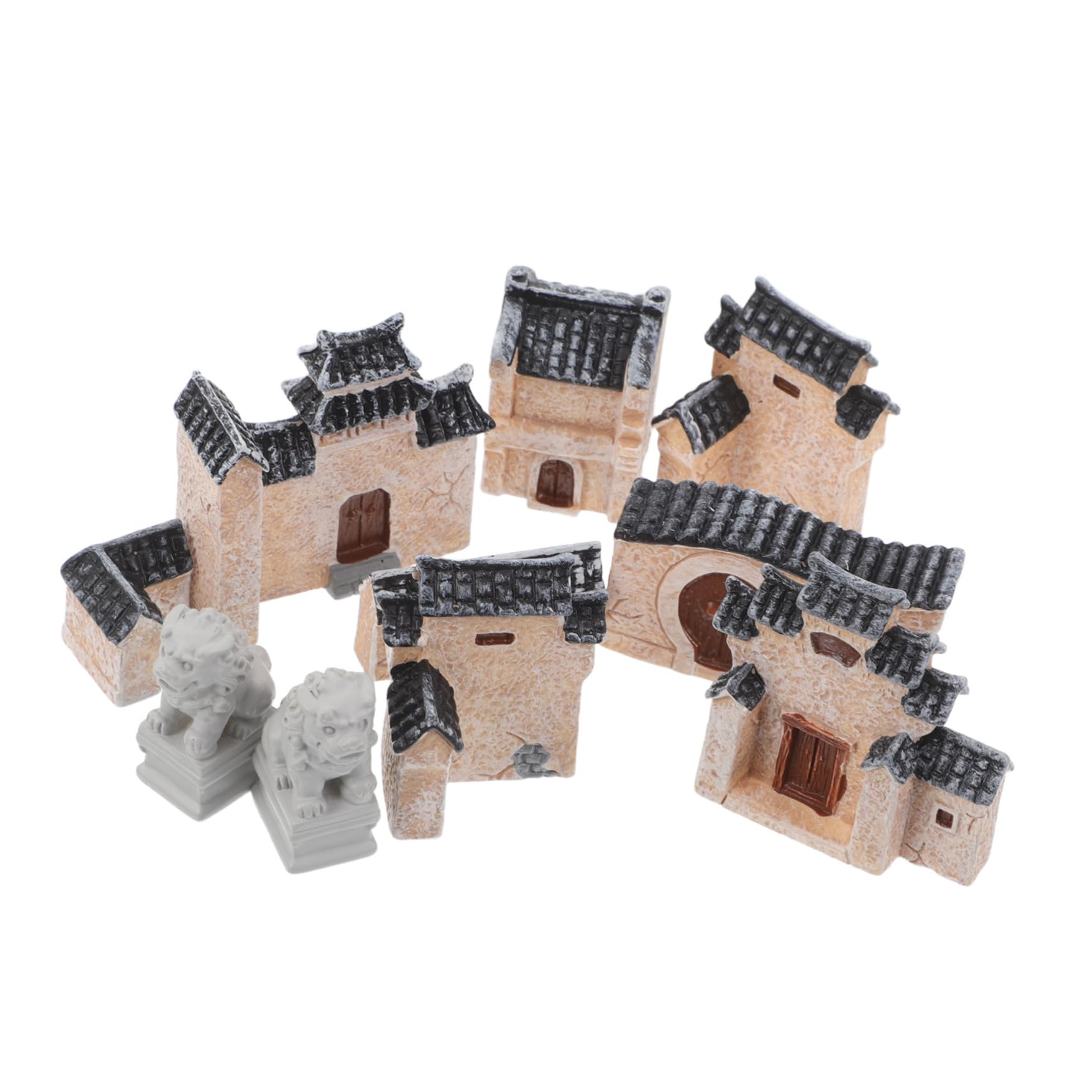 Healifty Miniature Village House Figurines 10Pcs Micro Garden Ornaments Mini Fairy Garden Cottage Hut Accessories for Bonsai Terrarium Aquarium D Cor Zen Diy Flower Pot Crafts