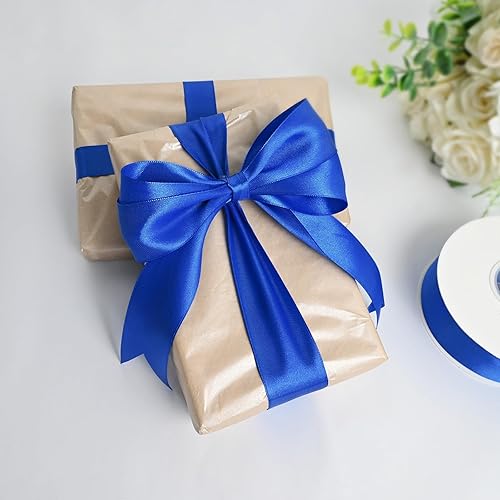 Miniatura 811 de Cinta de satén rosa polvoriento de doble cara de 1/4 pulgadas x 50 yardas, cintas de poliéster polvorientas para envolver regalos, cinta de tela