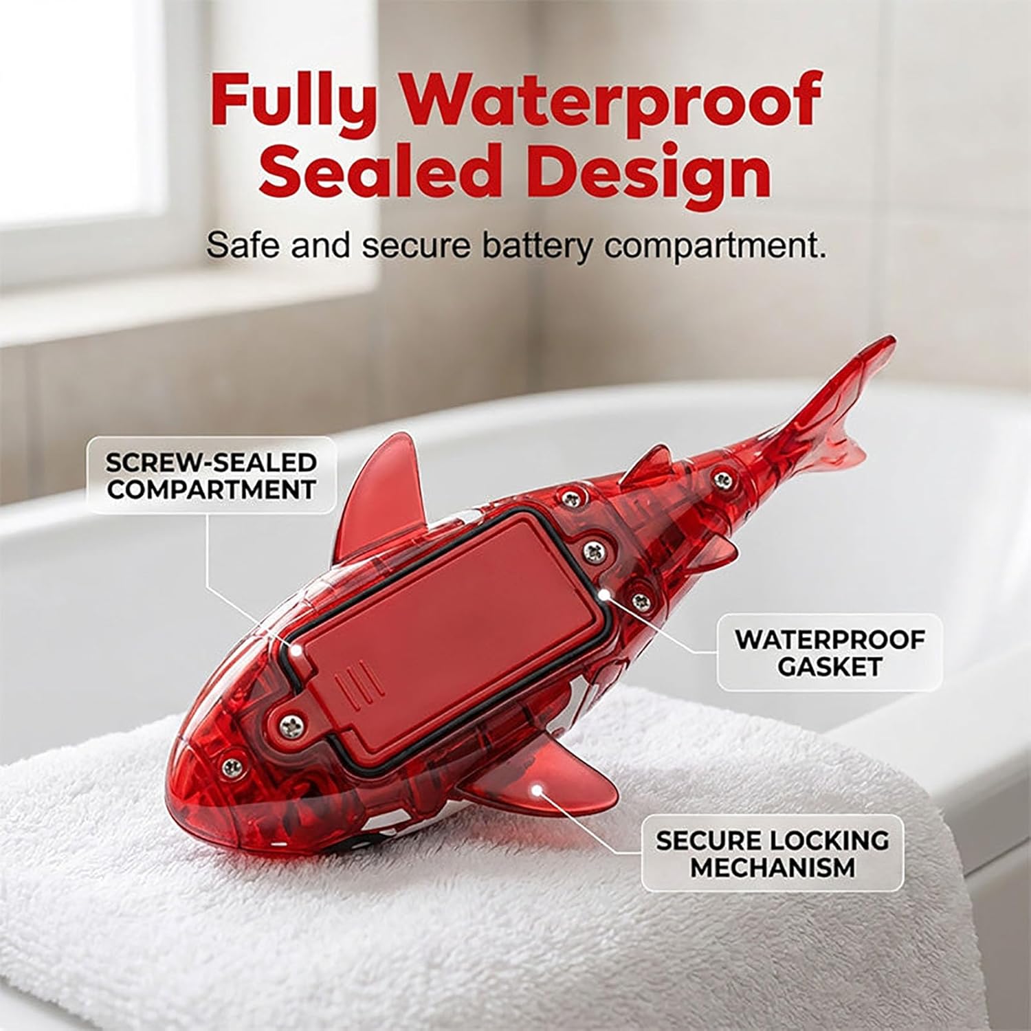 LED Light-Up Bath Toy Shark with Lifelike Tail, Realistic Shark Glowing Swimming Fish - Interactive Water-Activated Lights Flashes Robot, Electronic Pet Fishs Bath Toy (4Pcs)