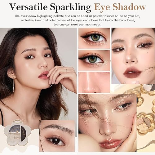 Miniatura 6 de Aaiffey Paleta de sombras de ojos beige mate con purpurina, sombra de ojos desnuda, crema neutra, sombra de ojos brillante altamente pigmentada, de