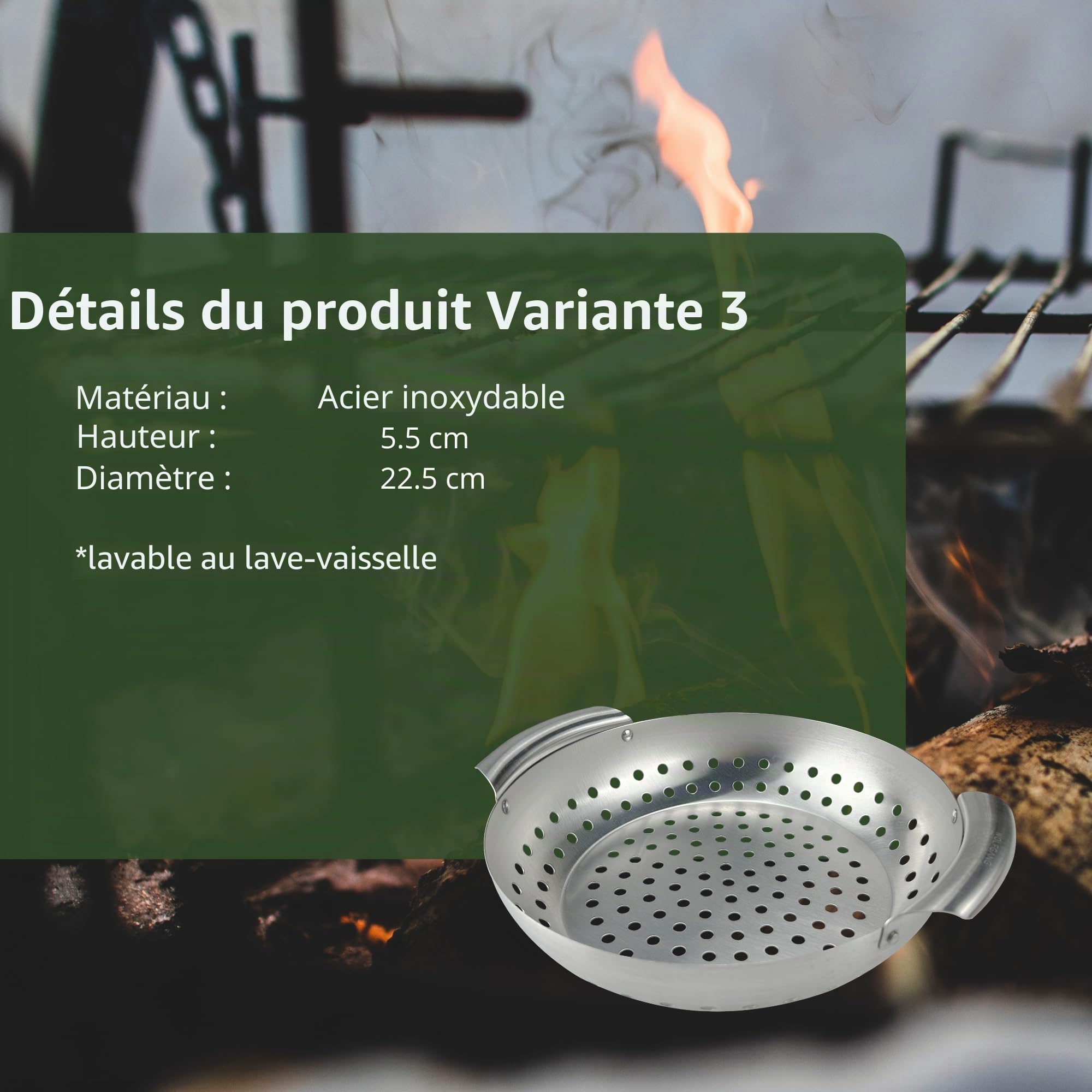 HeRo24 Lot de 3 paniers de barbecue en acier inoxydable