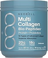Vista 1 de NeoCell Polvo de biopéptidos multicolágeno 22 onzas Avanzado con ácido hialurónico y vitamina C 10 súper tipos de colágeno Absorción