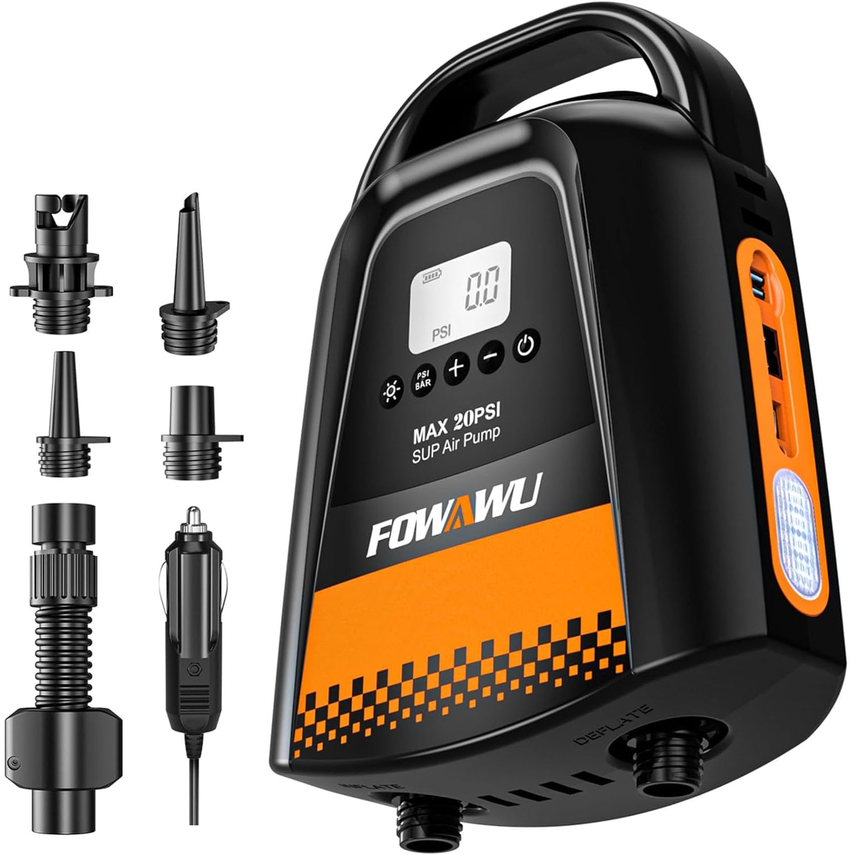 FOWAWU Bomba Sup Bateria 3 * 7800mAh, 20 PSI Sistema de Enfriamiento Activo, 12V DC Inteligente de Dos etapas Rápido y Apagado Automático