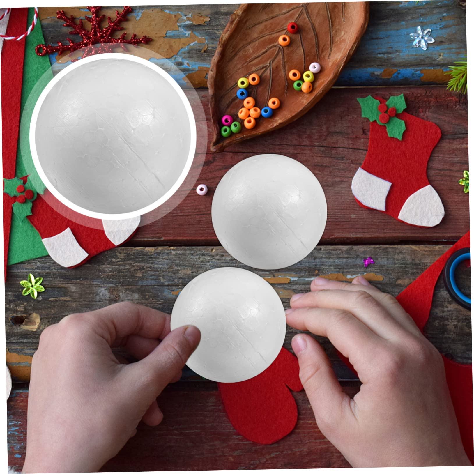 Homoyoyo 100 Bolas Redondas de Poliestireno de Espuma para Manualidades, Pintables y Lijables, Ideales para Decoración de Árboles de Navidad y Proyectos Escolares