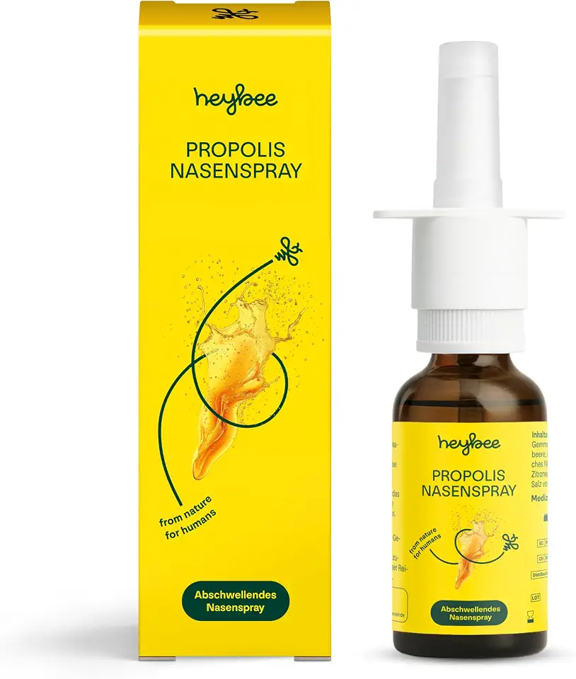 Propolis Nasenspray (1er Pack), ätherischen Ölen & Meersalz, natürlich abschwellend bei Schnupfen & Pollenallergie, ohne Gewöhnungseffekt, für Erwachsene und Kinder ab 6 Jahren