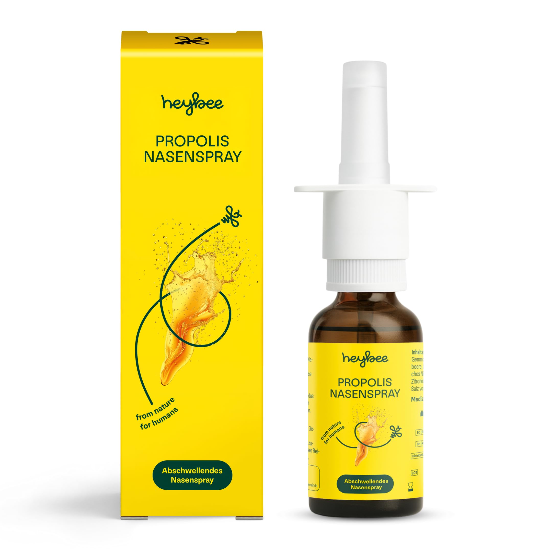 heybee® Propolis Nasenspray (1er Pack), ätherischen Ölen & Meersalz, natürlich abschwellend bei Schnupfen & Pollenallergie, ohne Gewöhnungseffekt, für Erwachsene und Kinder ab 6 Jahren