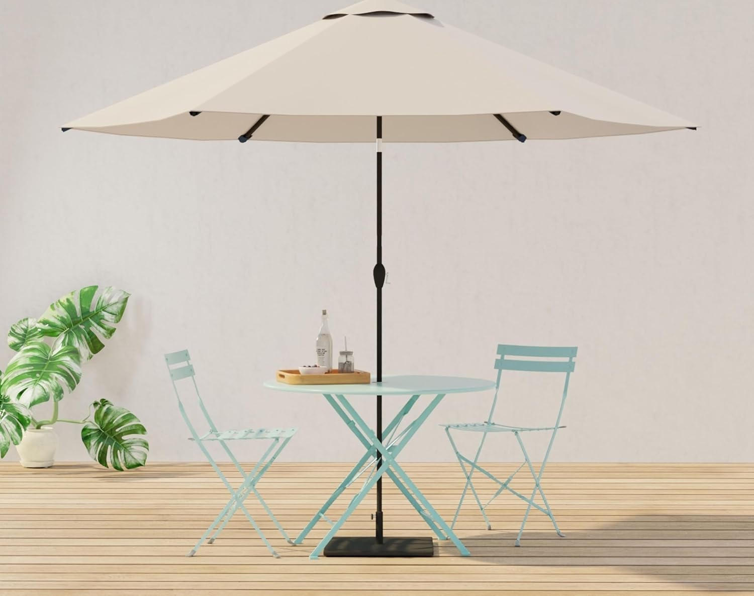 Carolina Chair & Table Round Folding Outdoor Bistro Table with 2" Umbrella Hole - Space Saving Fold Flat Design, Powder Coated Steel Patio Dining Table - Weather Resistant Garden Furniture(Teal,30")