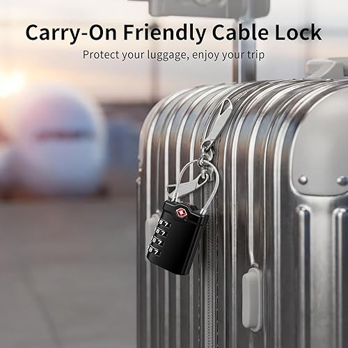 Miniatura 5 de Candados aceptados por la TSA para equipaje, paquete de 2 candados combinados de acero de viaje, candados de 4 dígitos reconfigurables con indicador