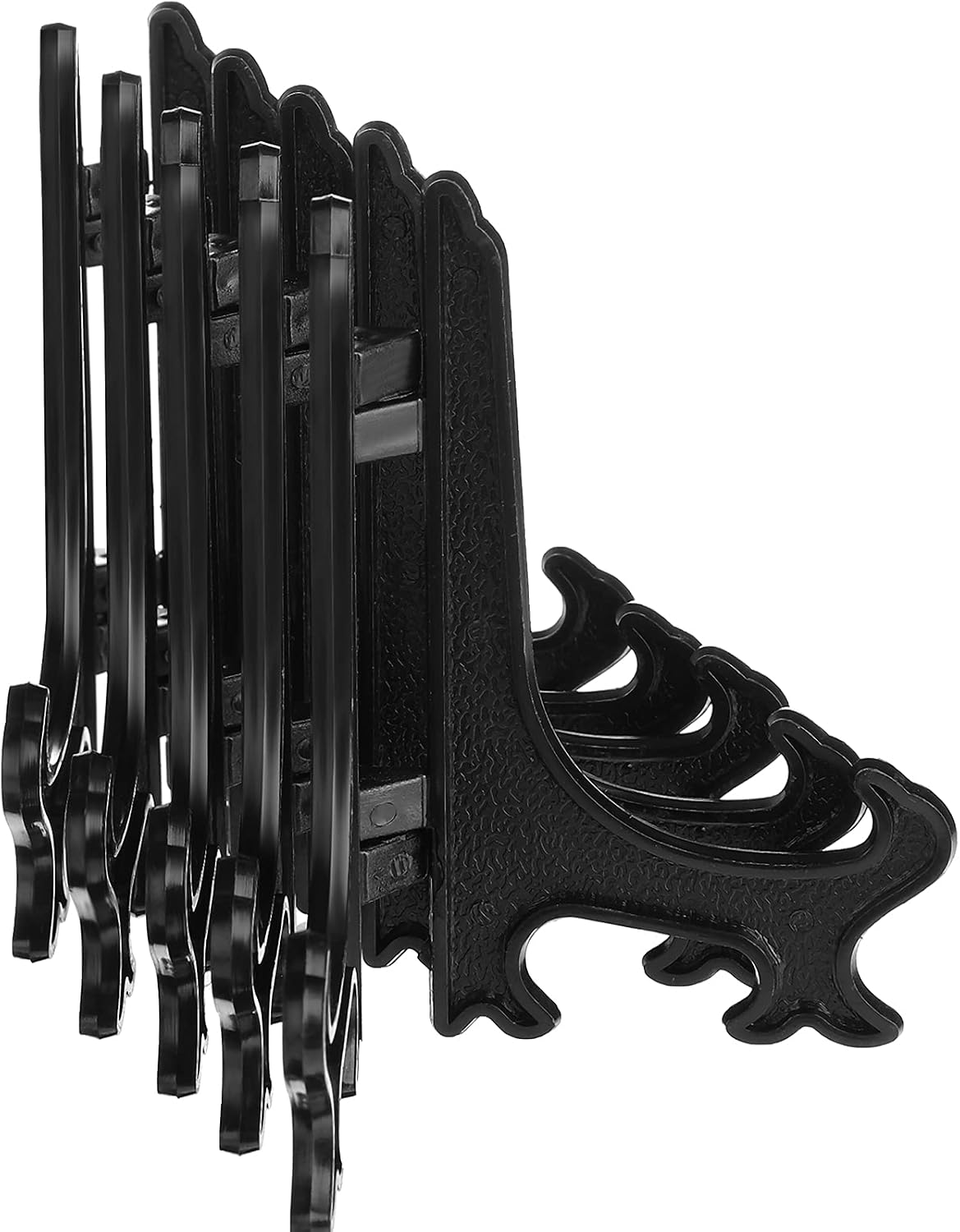 Boao 24 Pieces Plastic Easel Plate Display Stands Holders Picture Easel at Weddings, Home Decoration (Black, 3 Inch)