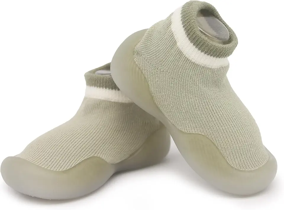 Sapatos de primeira caminhada para bebês meninas e meninos, antiderrapante, sola macia, meias infantis
