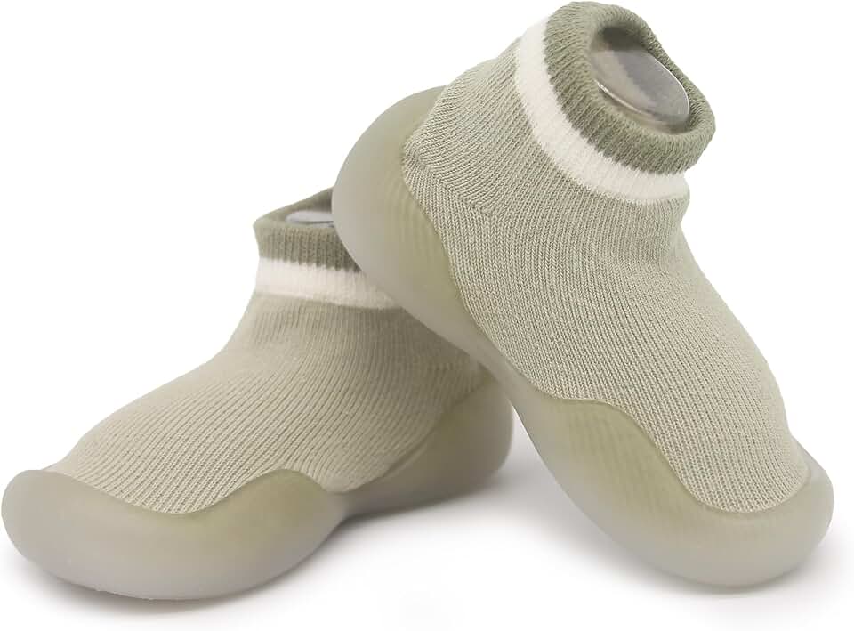 Sapatos de primeira caminhada para bebês meninas e meninos, antiderrapante, sola macia, meias infantis
