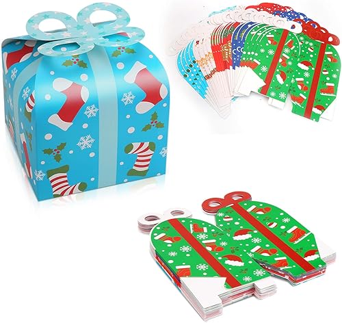 Miniatura 2 de LOKIPA Cajas de regalo de Navidad Kraft Goody, 24 cajas de regalo de papel de fiesta de Navidad con lazo para regalo de Navidad