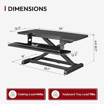 SANODESK 35 Electric Standing Desk Converter,Height Adjustable Riser for Office Home, Monitor and Laptop Workstation with Large Keyboard Tray, Black Color
