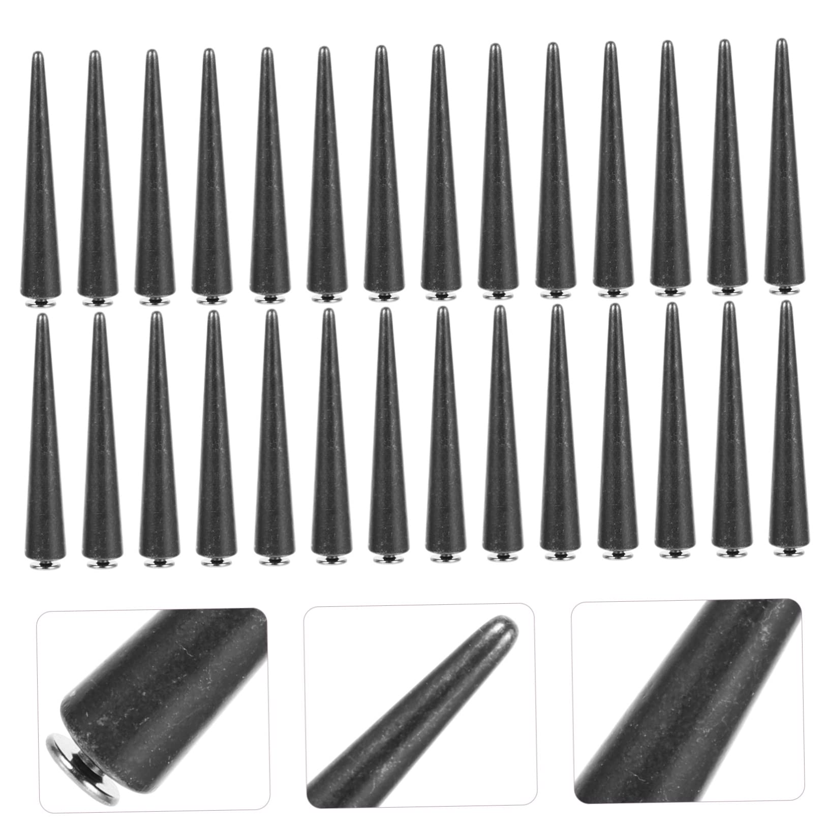 Mipcase Kit de 30 Remaches Metálicos Punk para Ropa y Accesorios, Aleación Negra, Diseño Redondo, Adecuado para Manualidades y Artículos de Cuero