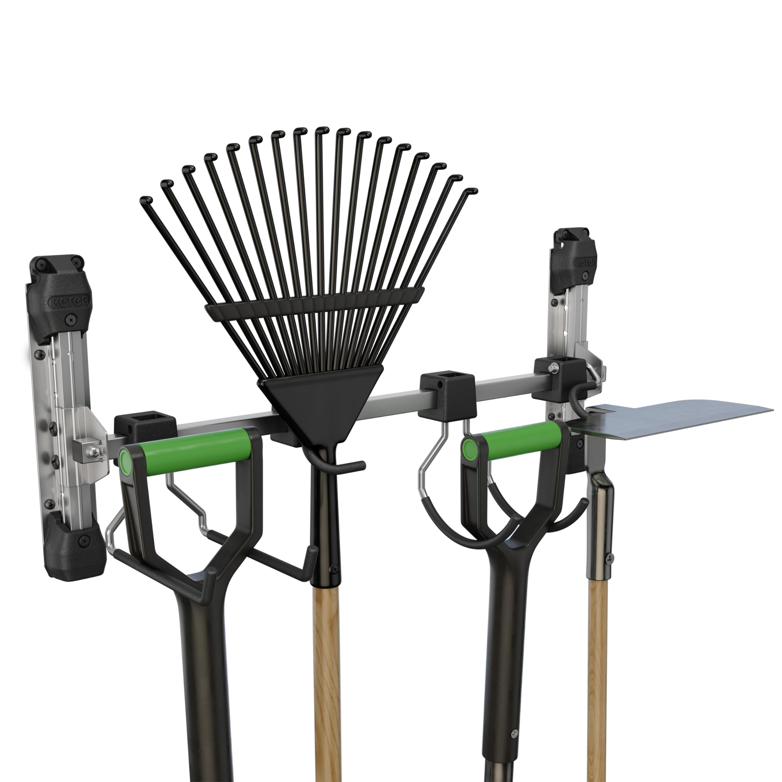 Keter Appendi Attrezzi in Metallo, Compatibile con Casette da Giardino Keter, 4 Ganci con Capacità di Carico Totale Fino a 36 Kg, 74x31H cm