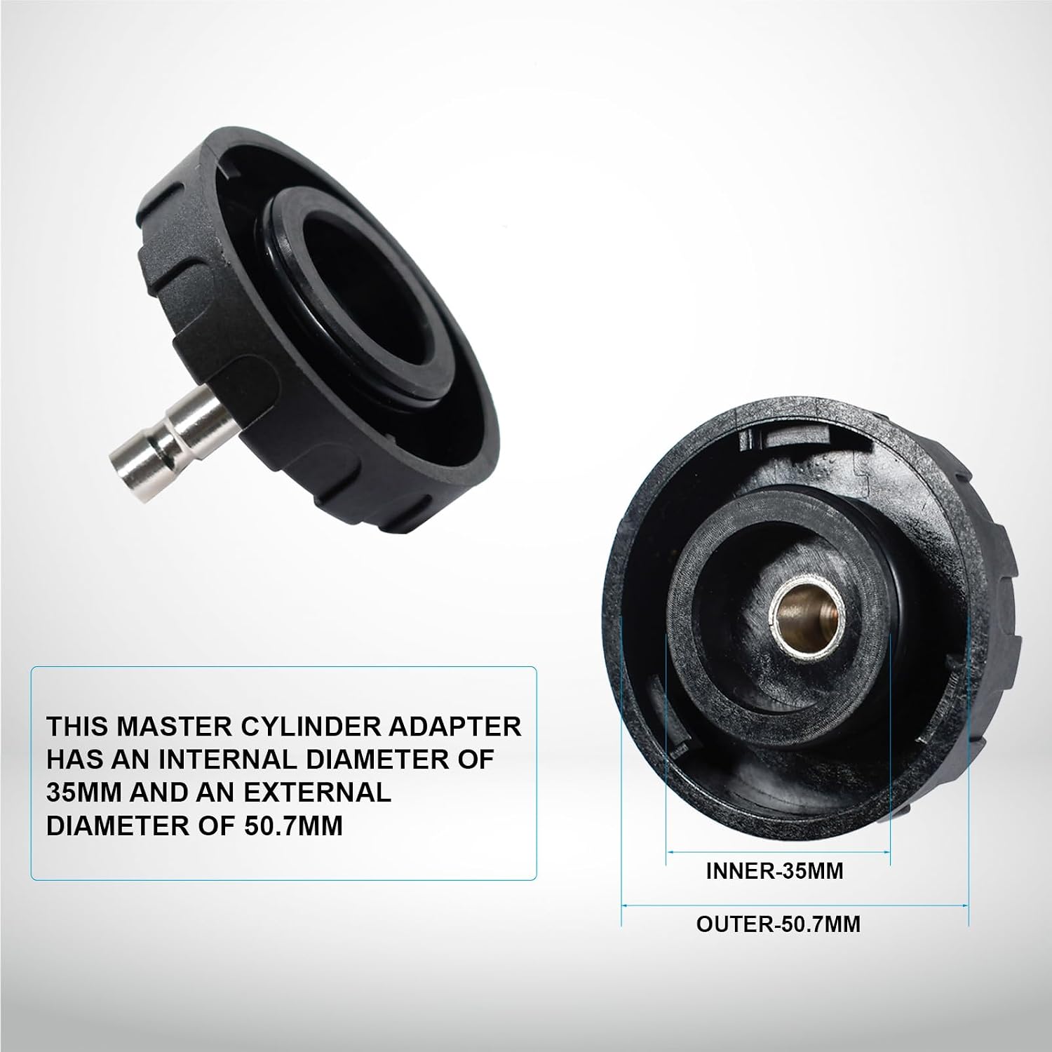 50.7mm Master Cylinder Adapter, Use for Hyundai, Mitsubishi, Nissan, Subaru, Some Chrysler and Dodge, Some Ford Lincoln, Use with 4L Brake Fluid Bleeder