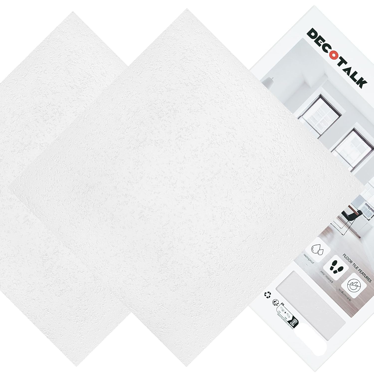 Decotalk White Peel and Stick Floor Tile Flooring Vinyl - Bathroom Floor Tile Vinyl Flooring Waterproof, for Bathroom & Kitchen, Easy to Use, 12"x12", 15 Sheets