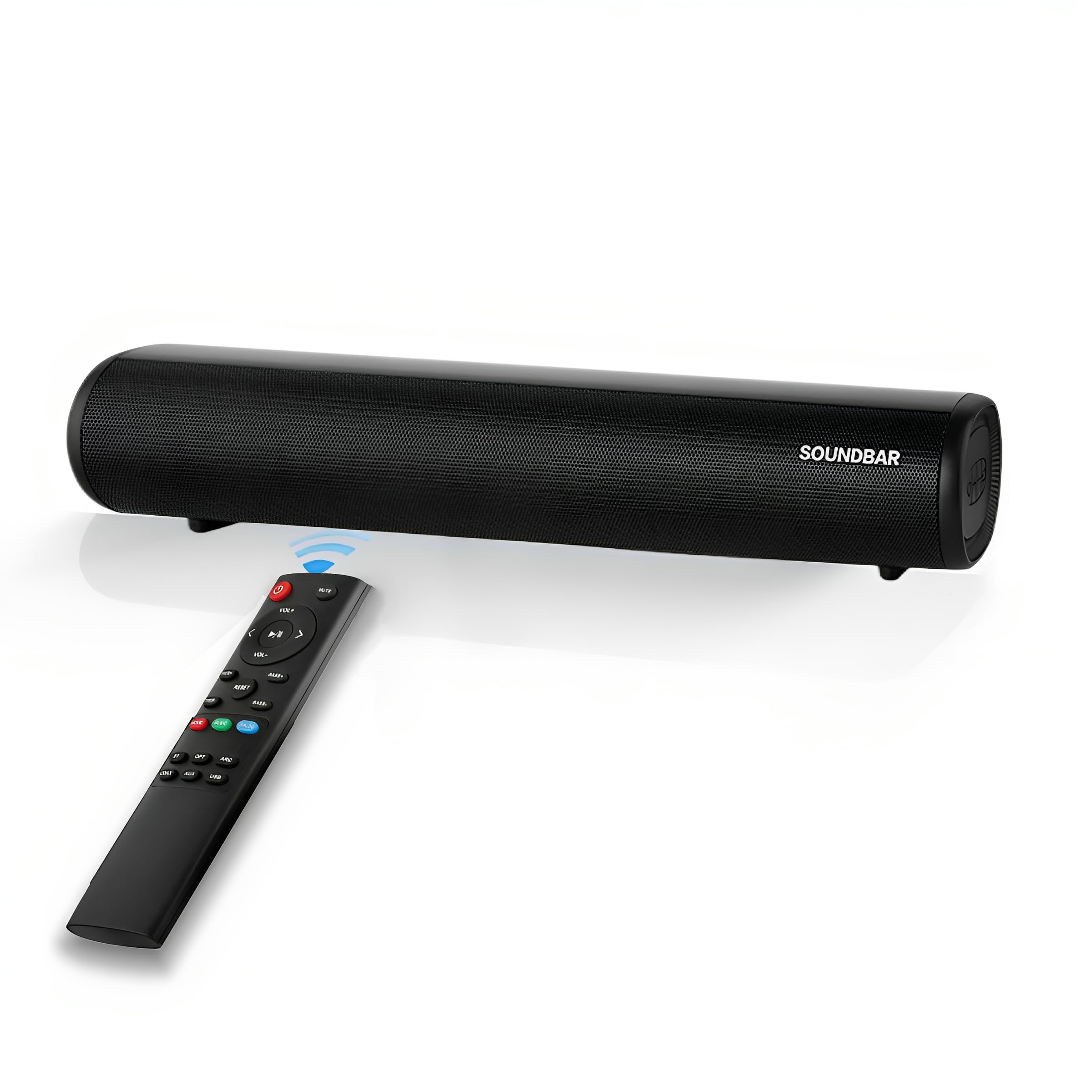 Barra de sonido con soporte para subwoofer inalámbrico, con entrada óptica + puertos AUX + USB + HDMI + RCA y kit de montaje en pared， tres modos de ecualizador apto para uso en ordenador/televisión.