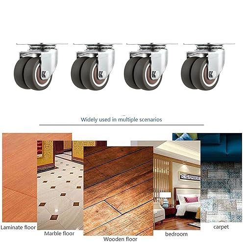 Miniatura 8 de Ruedas giratorias de 2 pulgadas, carga total de 880 libras con 2 frenos, ruedas giratorias de goma TPE de doble fila, juego de 4 para mover muebles