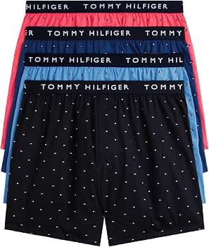 Tommy Hilfiger Men's Cotton Classics Woven Boxers, 4-Pack, Dahlia