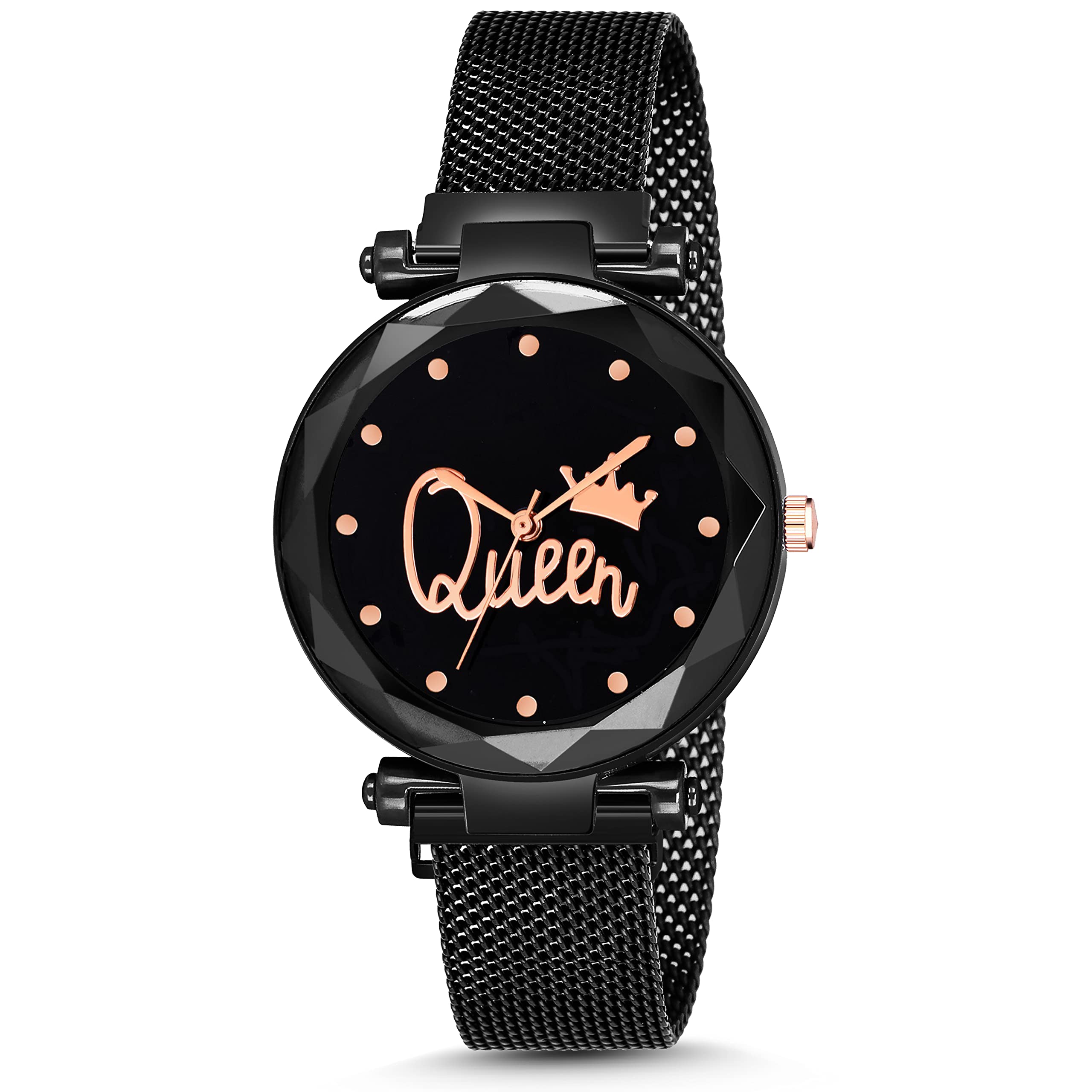 MARCLEX Exclusive Branded New Black Queen Dial Analogue Quartz Magnet Strap Gift Watch for Women or Girls and Watch for Girl or Women or Stylish Ladies (Ankeny Black) (B0BFQTM6QG) Amazon Price History, Amazon Price Tracker