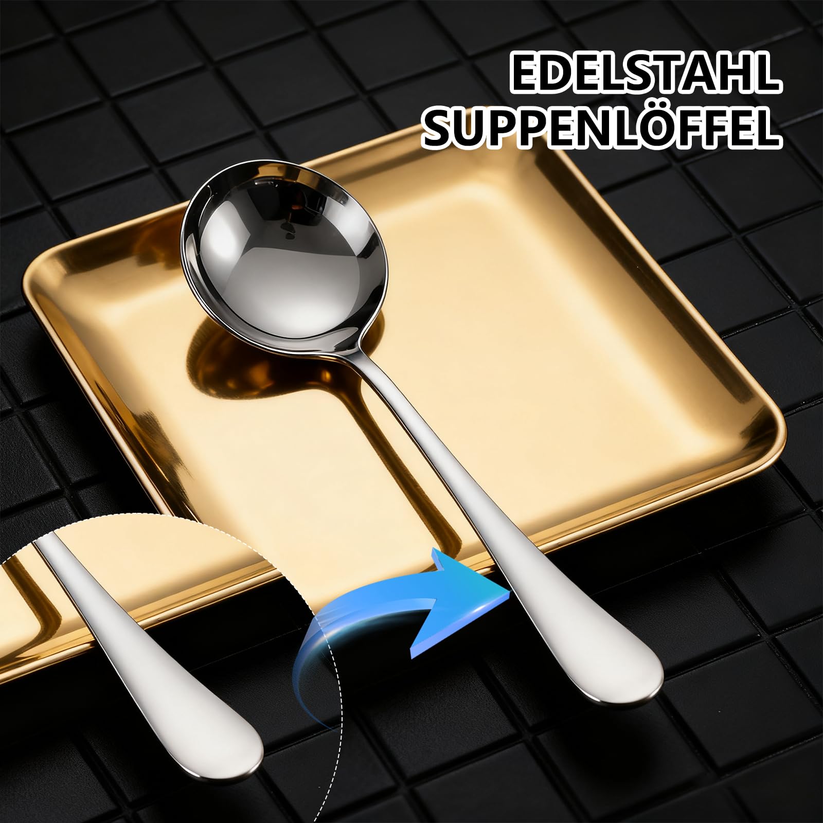 3 Stück Edelstahl Suppenschöpfer, 20 cm Silber Soßenkelle Servierlöffel für Brühe, Saucen und Servieren