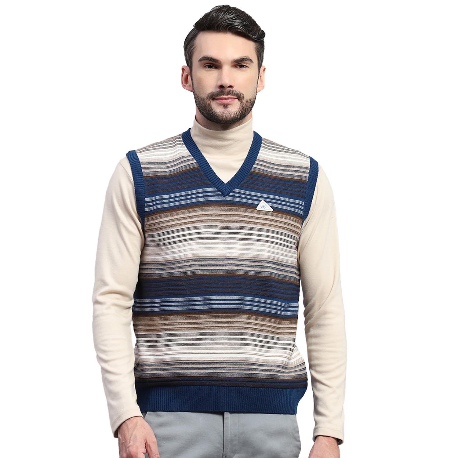 monte carlo Mens Striped V Neck Sleeveless Sweater (1243364SL)-picture-29