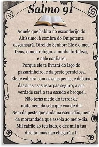 OZTERN Salmo 91 Bible Salmo 91 Póster de arte de pared de la Biblia Salmo 91, pósteres e impresiones artísticas de pared para sala de estar