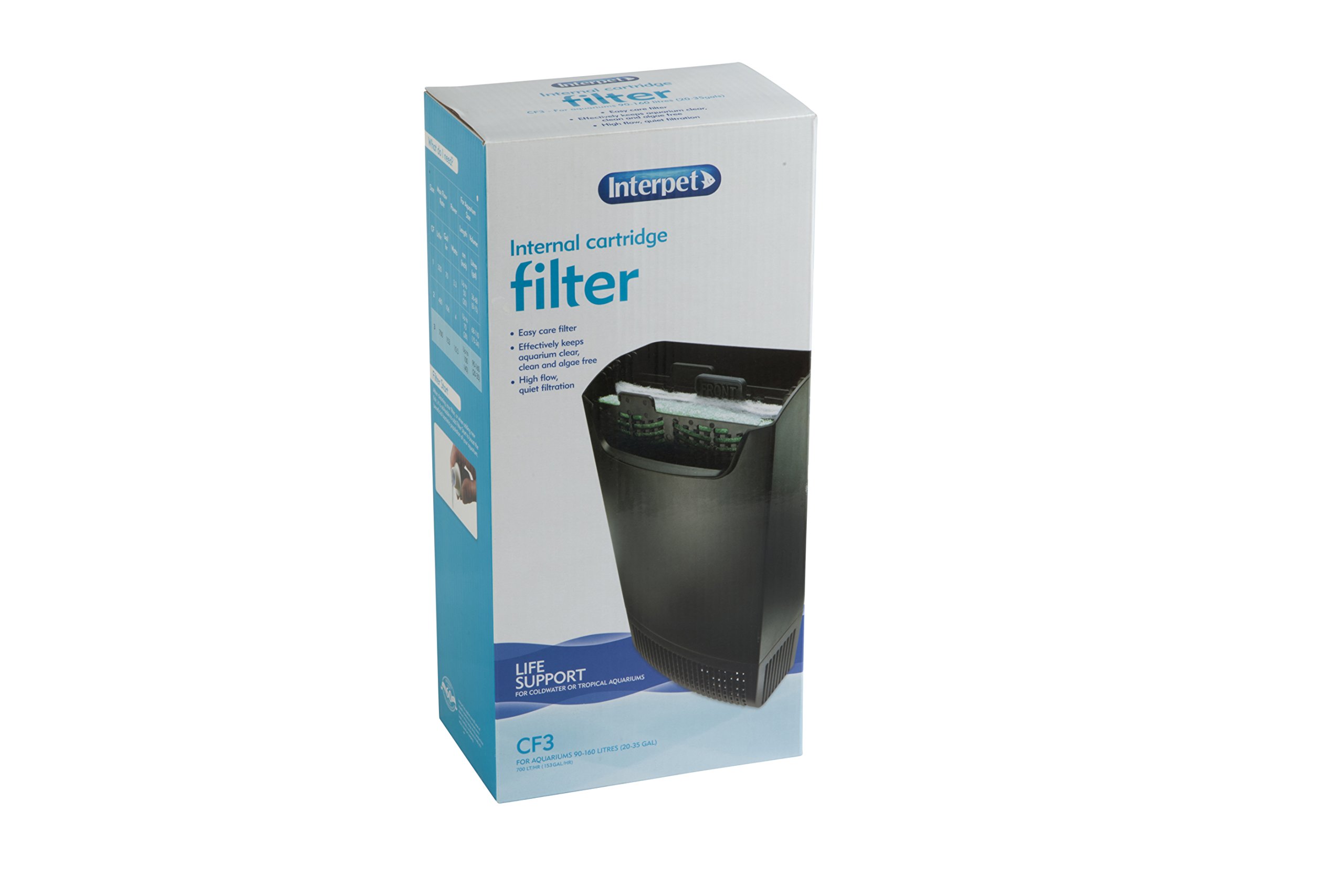 Interpet Internal Aquarium Fish Tank Cartridge Filter, CF3, Cleans