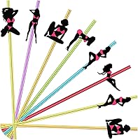 Vista 1 de 24 popotes de despedida de soltera para bailarines rosados, pajitas reutilizables de remolino loco, pajitas de soltero, sirenas mexicanas, pajitas
