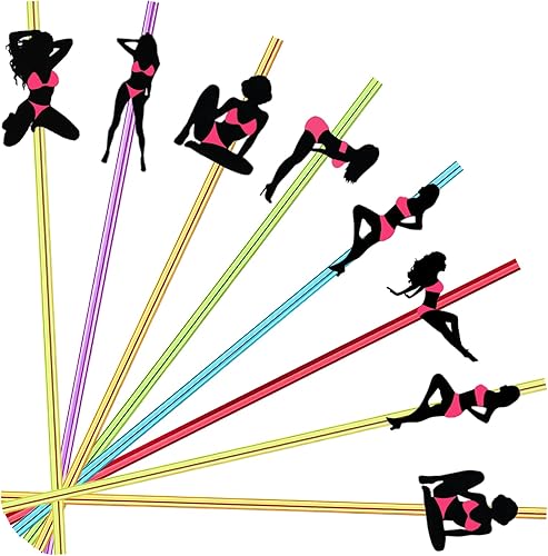 24 popotes de despedida de soltera para bailarines rosados, pajitas reutilizables de remolino loco, pajitas de soltero, sirenas mexicanas, pajitas