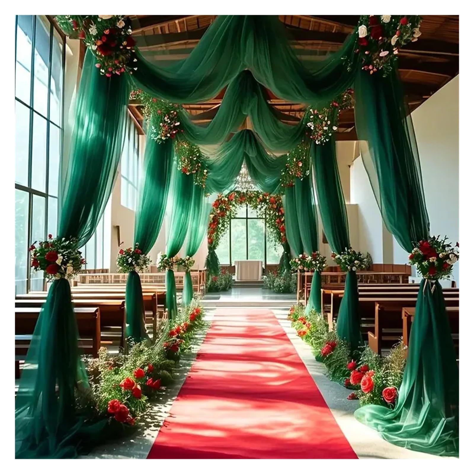 DeckenvorhäNge FüR Hochzeitsfeiern Hochzeitsbogen-Drapierstoff, durchsichtiger Tüll-Drapierung for Laube, for Hochzeitszeremonie, Empfang, Party, Deckenhintergrund-Dekoration(Champagne,160x1000cm)