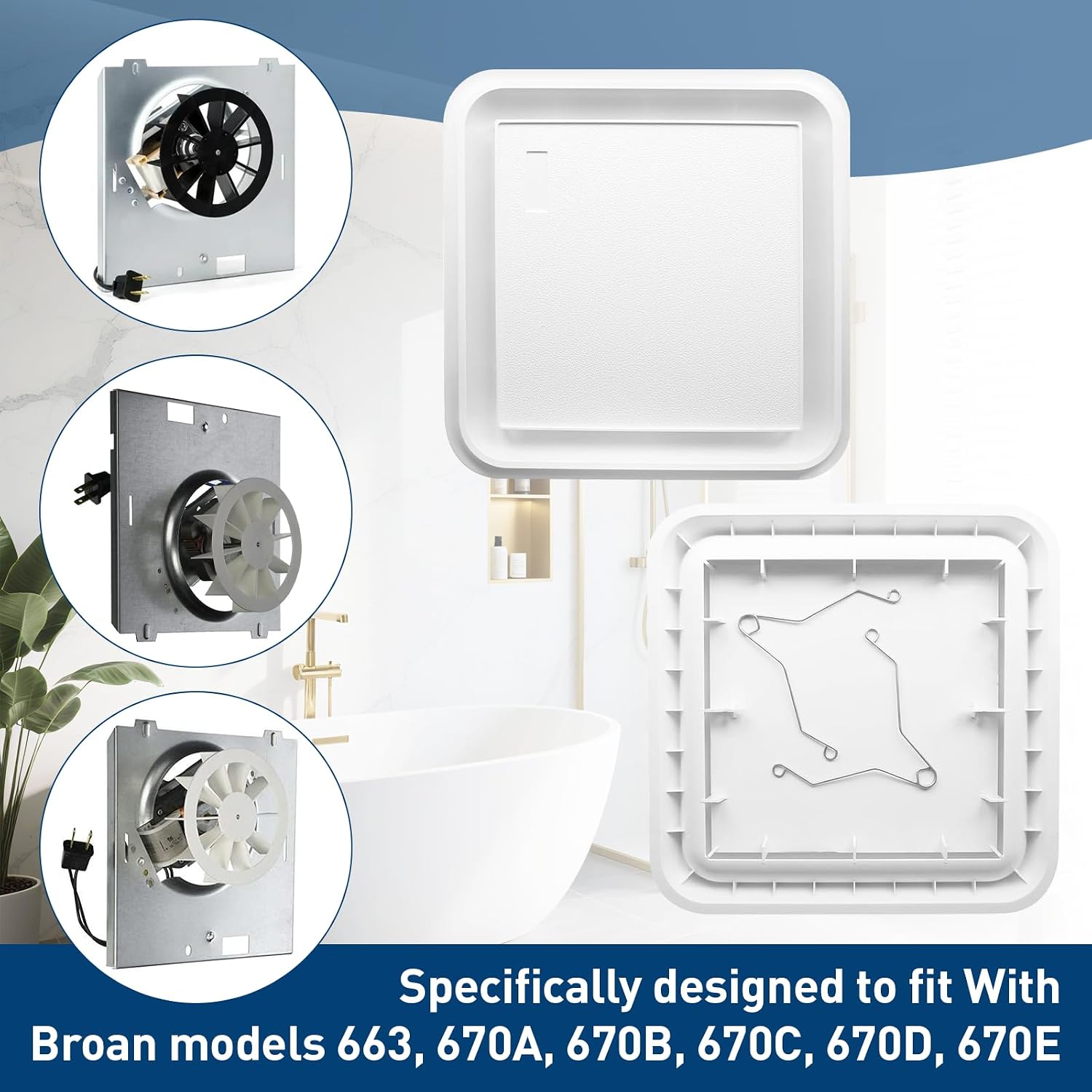 S97006651 Bathroom Fan Cover Grille for Broan NuTone 663, 670, 671, 688