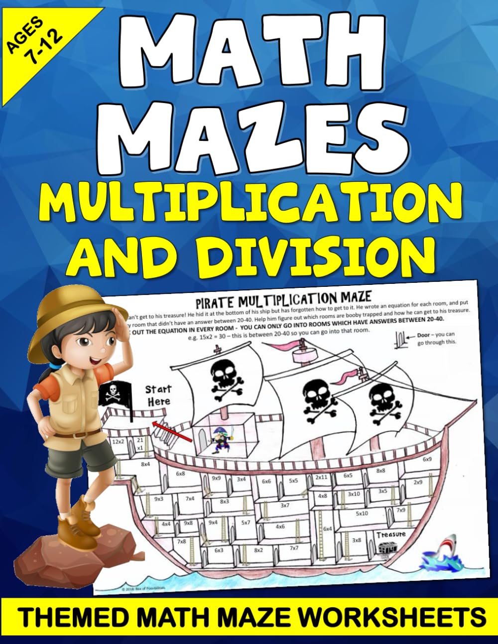 Math Mazes Multiplication and Division: Themed Math Maze Worksheets: Multiplication math maze, Fun multiplication for kids! Multiplication facts and ... 3rd grade - 5th grade math puzzles for kids.