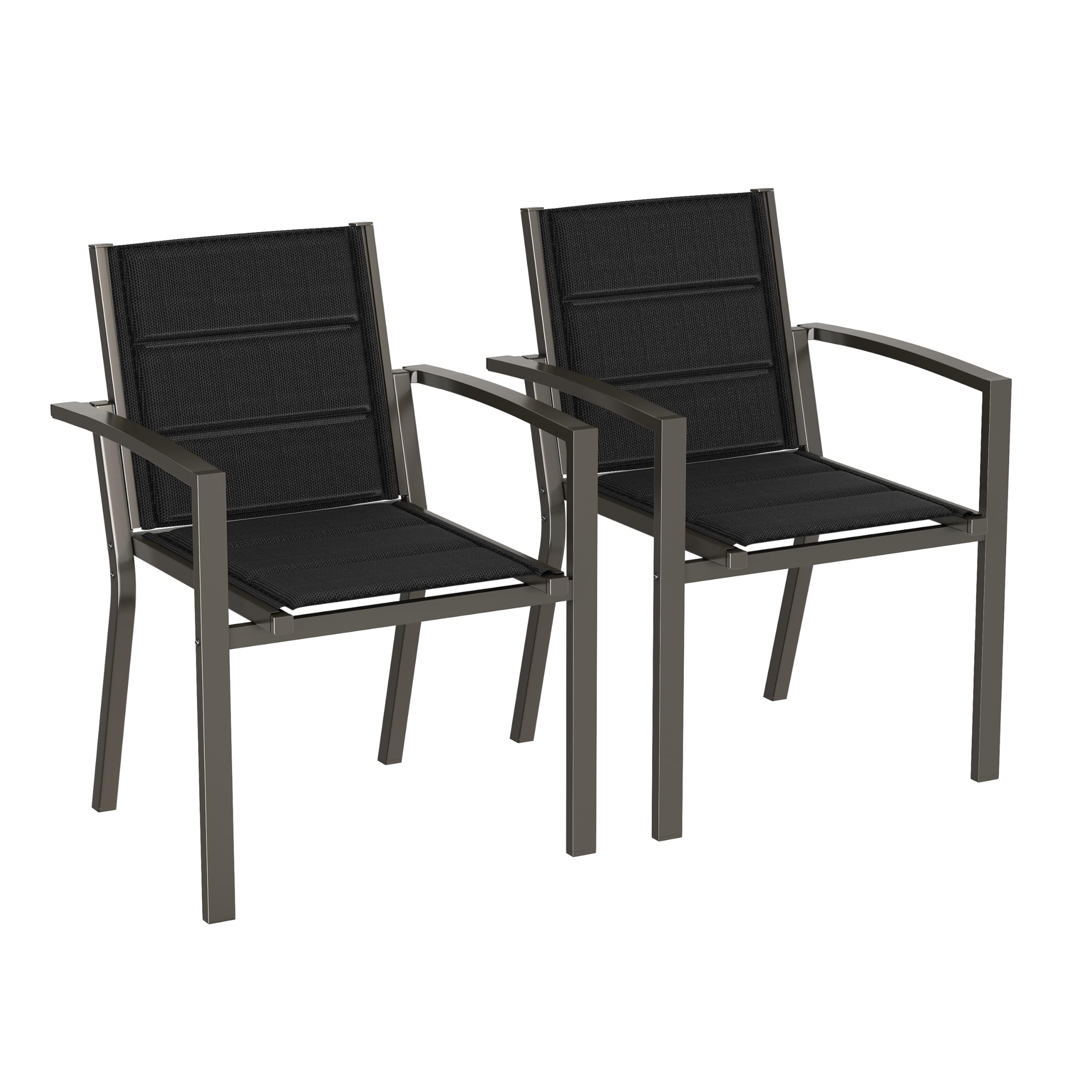 Devoko Juego De Sillas De Jardín, Silla De Jardín Apilable De Aluminio, Sillas Jardin Exterior, para Jardín, Piscina, Terraza, Comedor, Muebles Jardin Exterior, Set De 2, Marrón