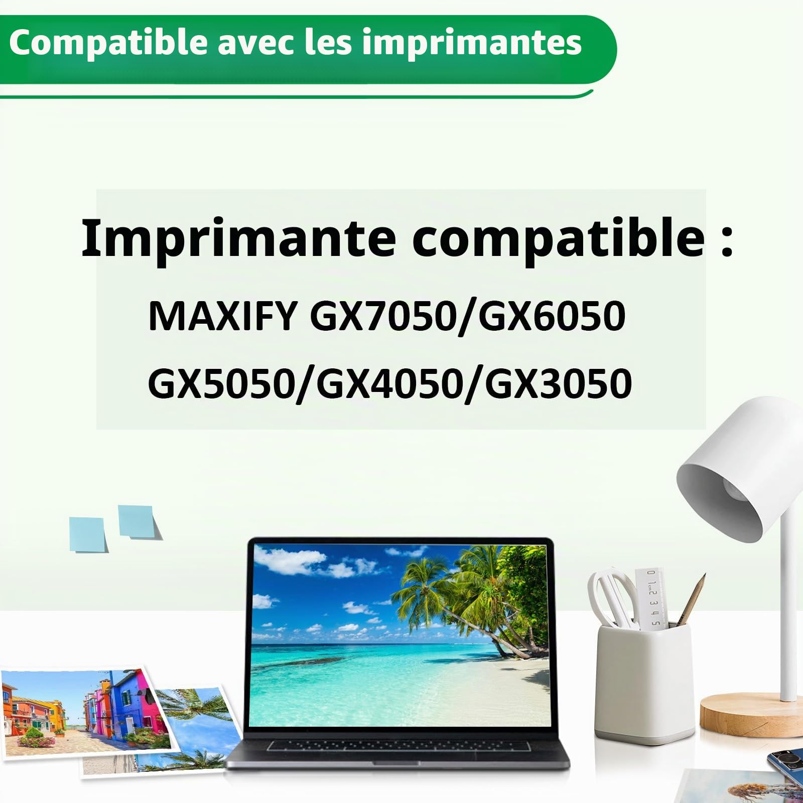 GI56 Pigment Encre Compatible avec Canon GI-56 GI 56 Bouteille d'encre Multipack pour MAXIFY GX7050 GX6050 GX5050 GX4050 GX3050 (4 Pack BK/C/M/Y)