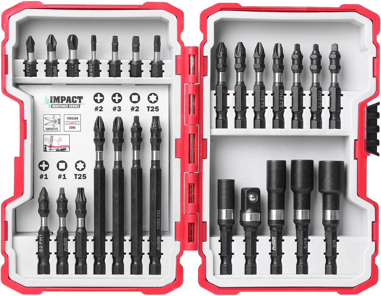 Protorq Impact Driving Accessory Set, 26-Piece,Industrial Strength, 1/4" Hex Shank