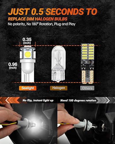 Miniatura 6 de SEALIGHT 194 bombillas LED, 168 W5W 2825, 6000 K, blanco, superbrillante, repuesto para luz de matrícula, luz de cúpula, luz de mapa, luz de