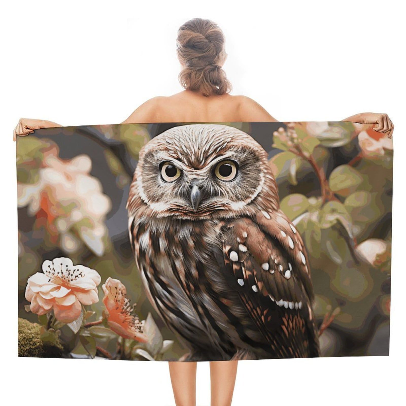 asbwuo Owl and Flower Beach Towels Extra Large Quick Dry Absorbent