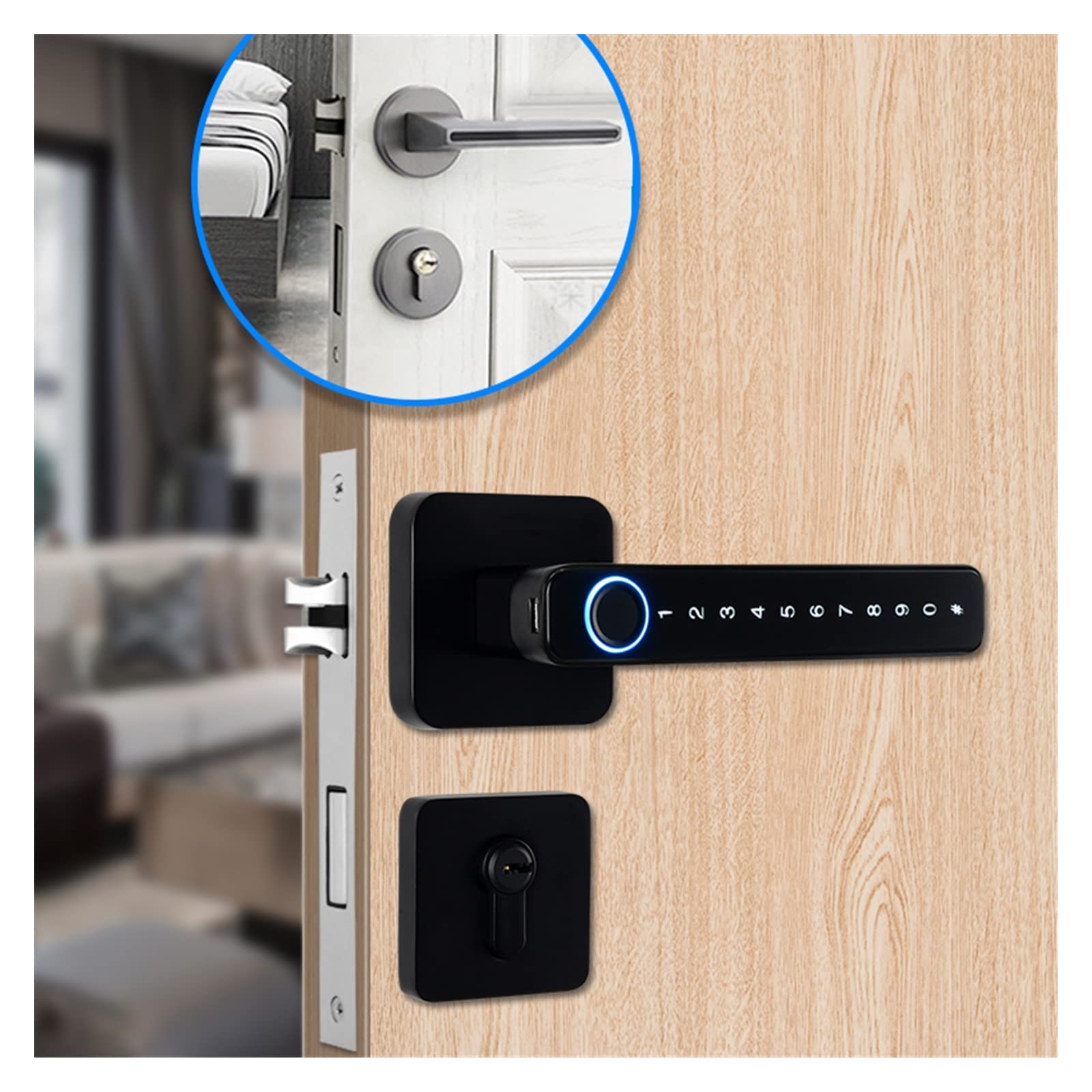 Serratura Smart, Maniglia for porta intelligente Password for impronte digitali Sblocca da remoto Blocco digitale App Tuya Ingresso senza chiave for porte Serratura elettronica intelligente ,Smart Loc