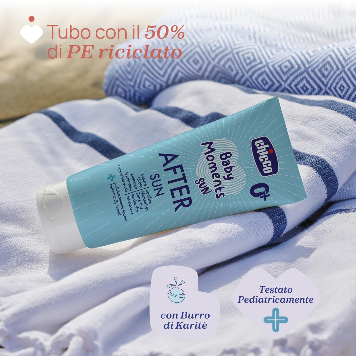 Chicco Latte Doposole, Lenisce la Pelle del Bambino Dopo l'Esposizione al Sole, Idrata la Pelle Arrossata, Texture Leggera, Offre Sollievo Immediato, Effetto Rinfrescante, 150 ml